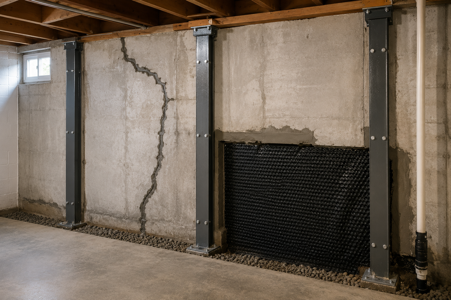 Residential concrete foundation repair and reinforcement