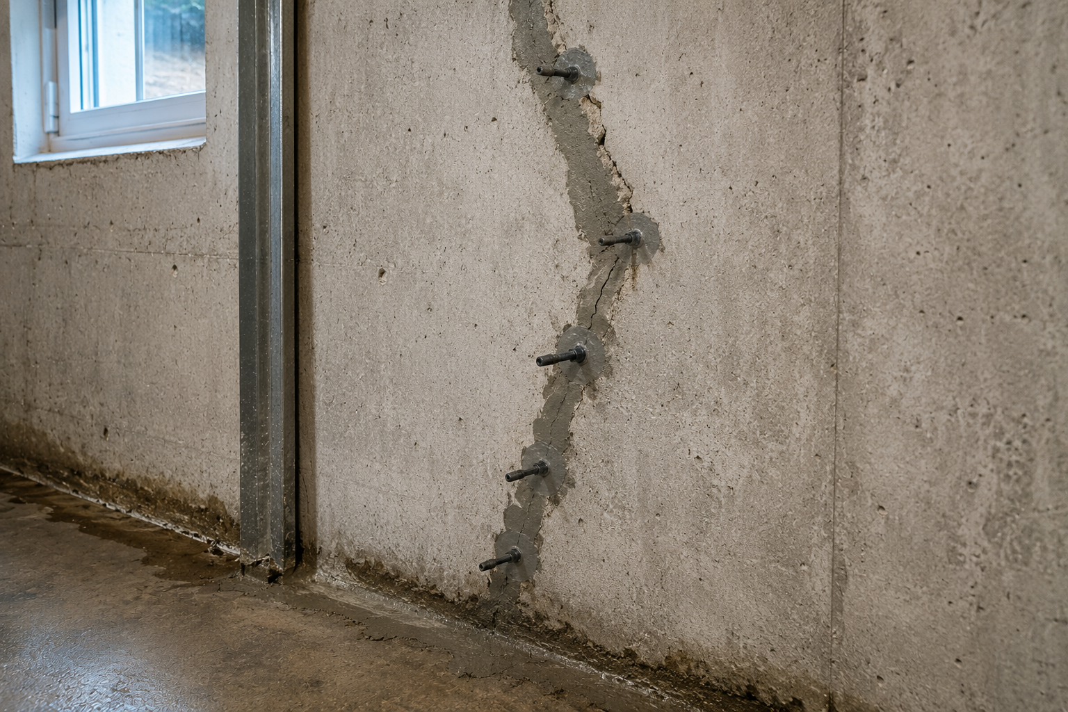 Concrete basement foundation crack repair