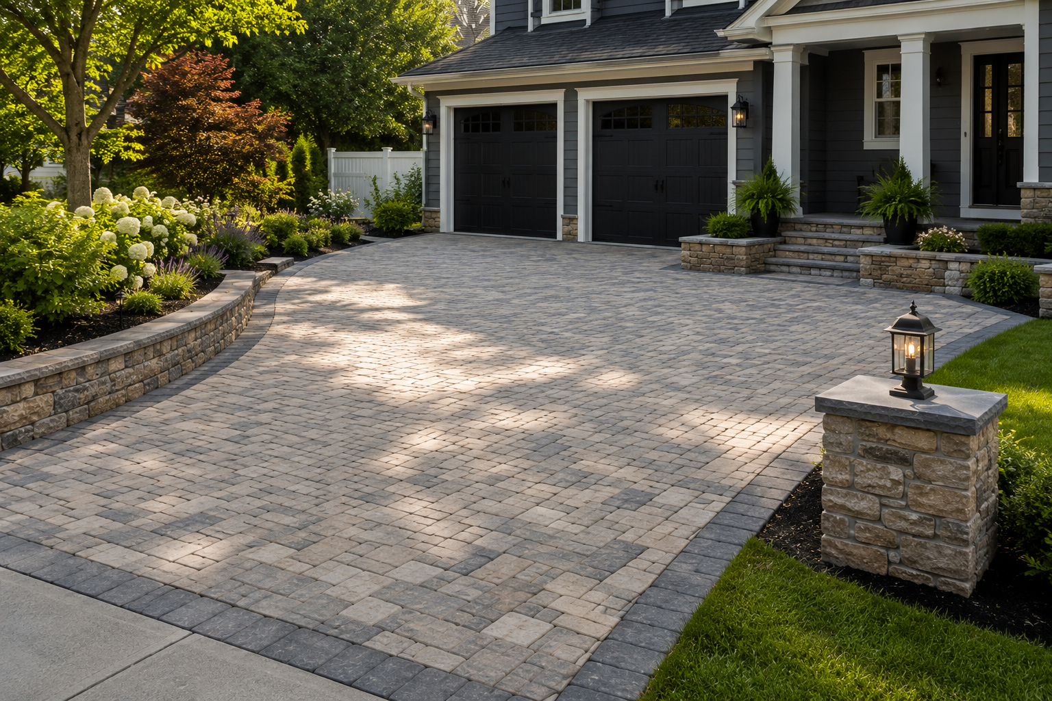 Residential paver driveway by Eagle HS Improvement
