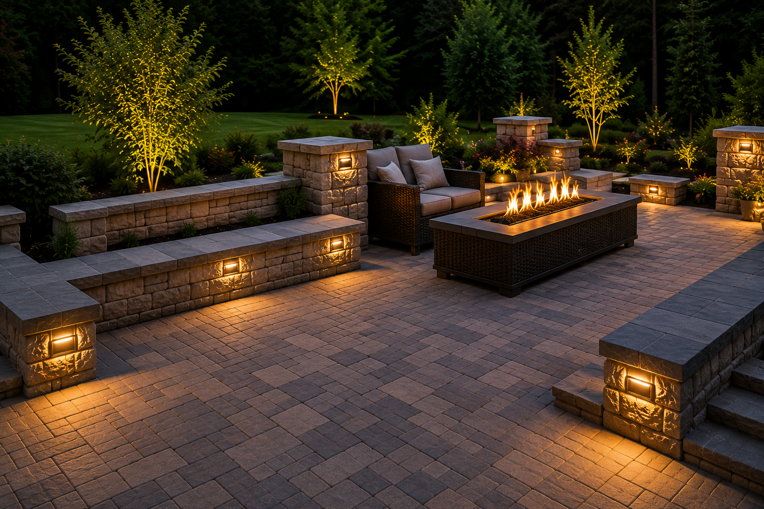 Masonry patio and hardscape construction by Eagle HS Improvement